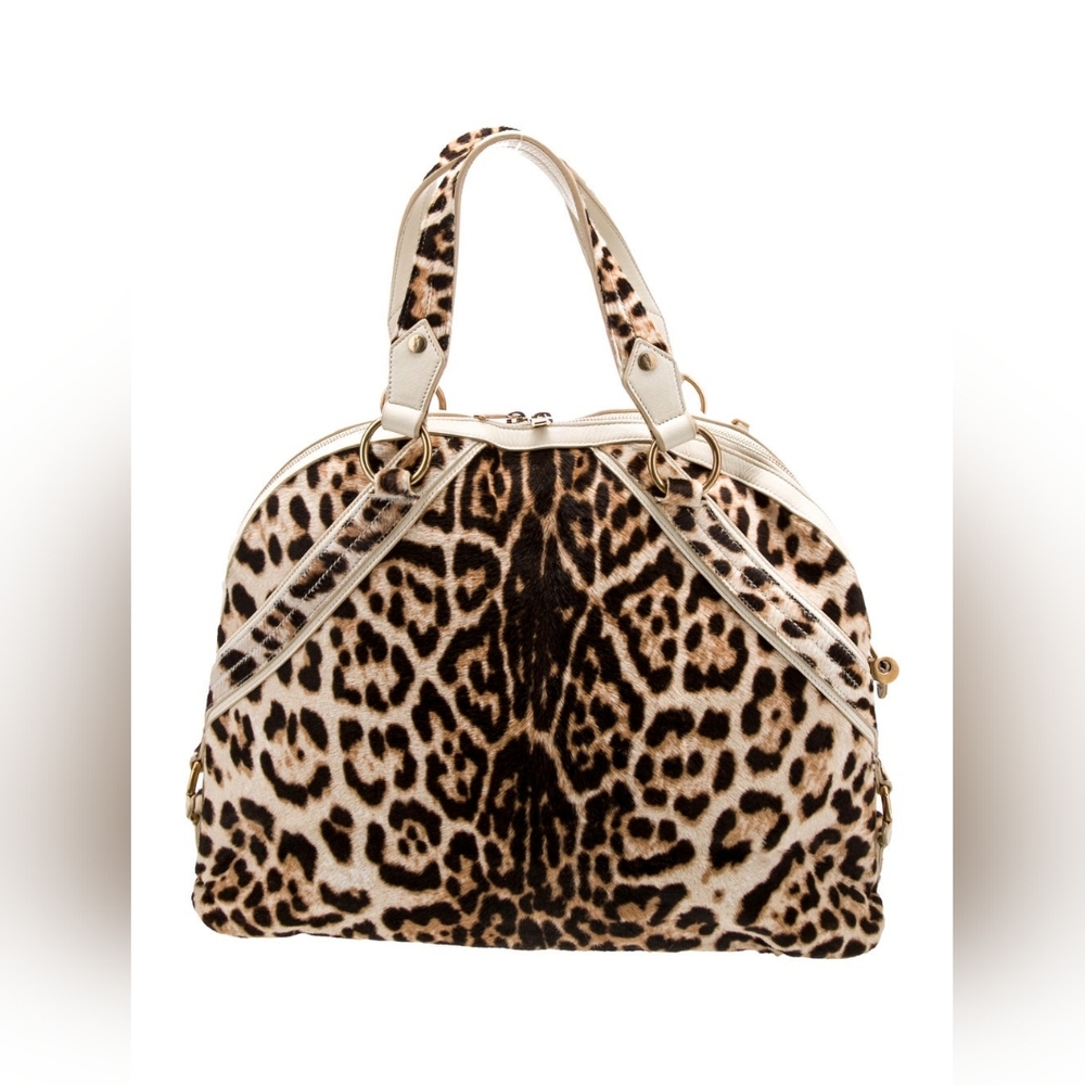 YSL YVES SAINT LAURENT Snow Leopard Print Handbag